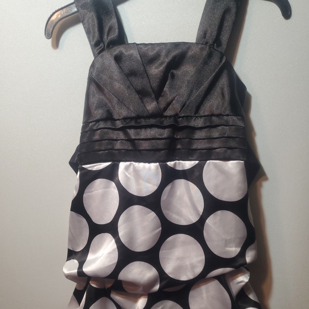Girls MY MICHELLE gathered Bottom Strappy Black And Silver Dress Sz 12